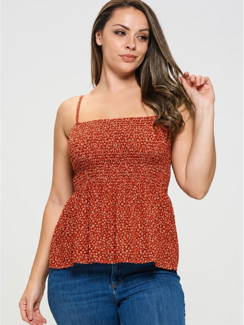 100% Rayon NIP Floral Smocked Cami